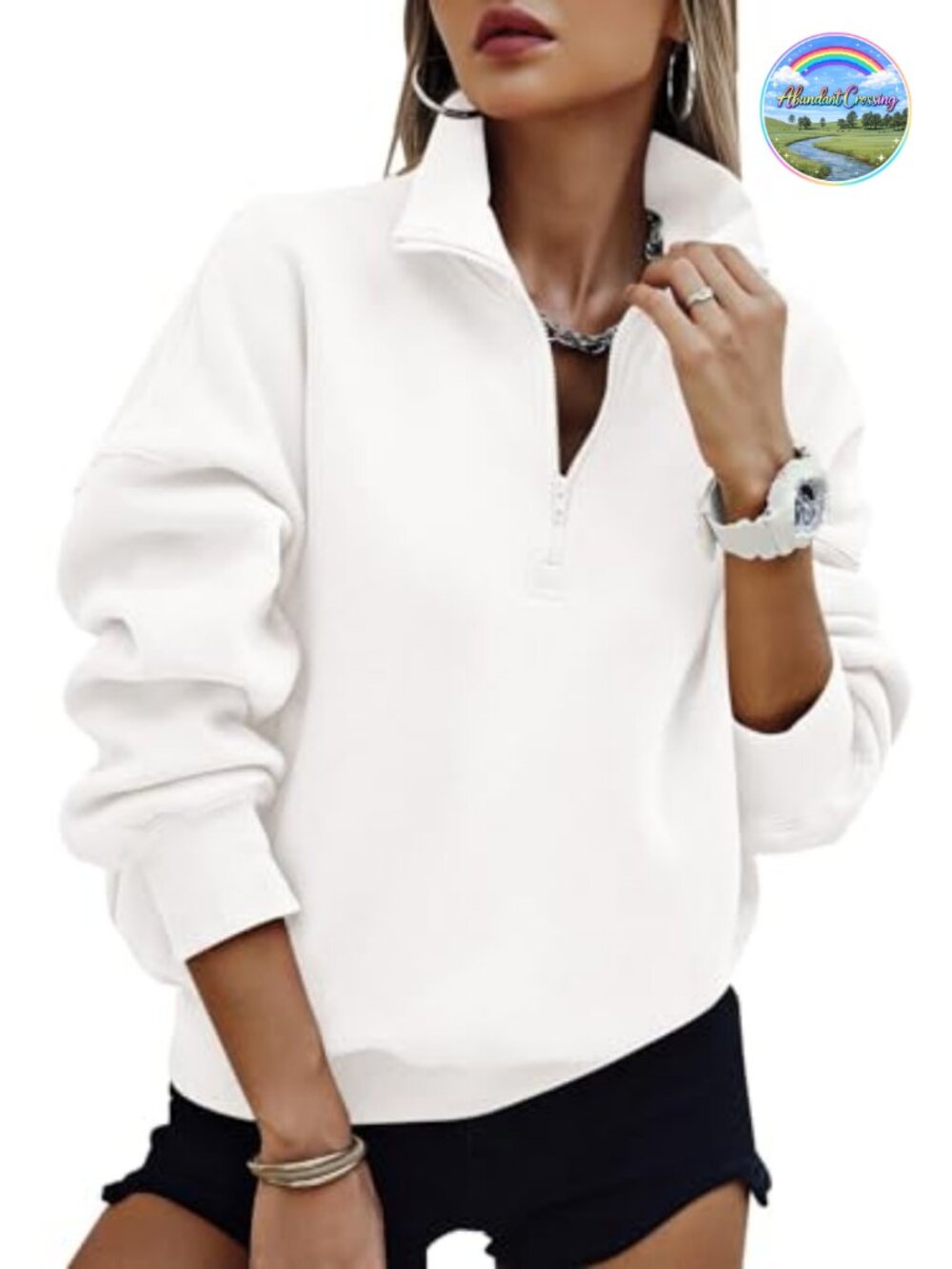 PRETTYGARDEN Womens Half Zip Oversized Fleece Sweatshirt Cozy